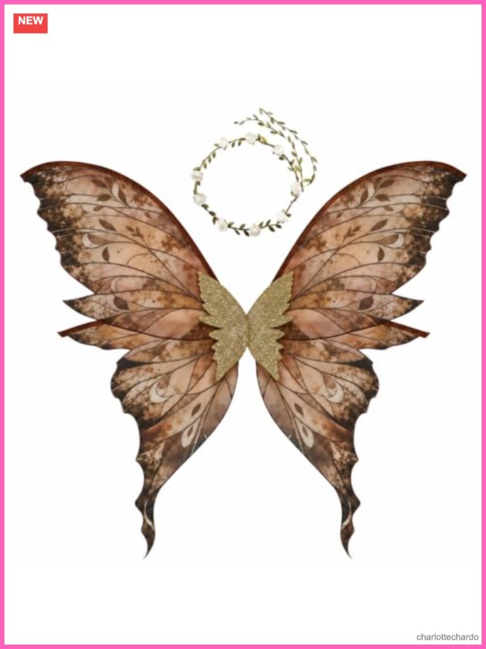 Fairy Wings Costume Set with Wreath Oversized Organza Butterfly Wings